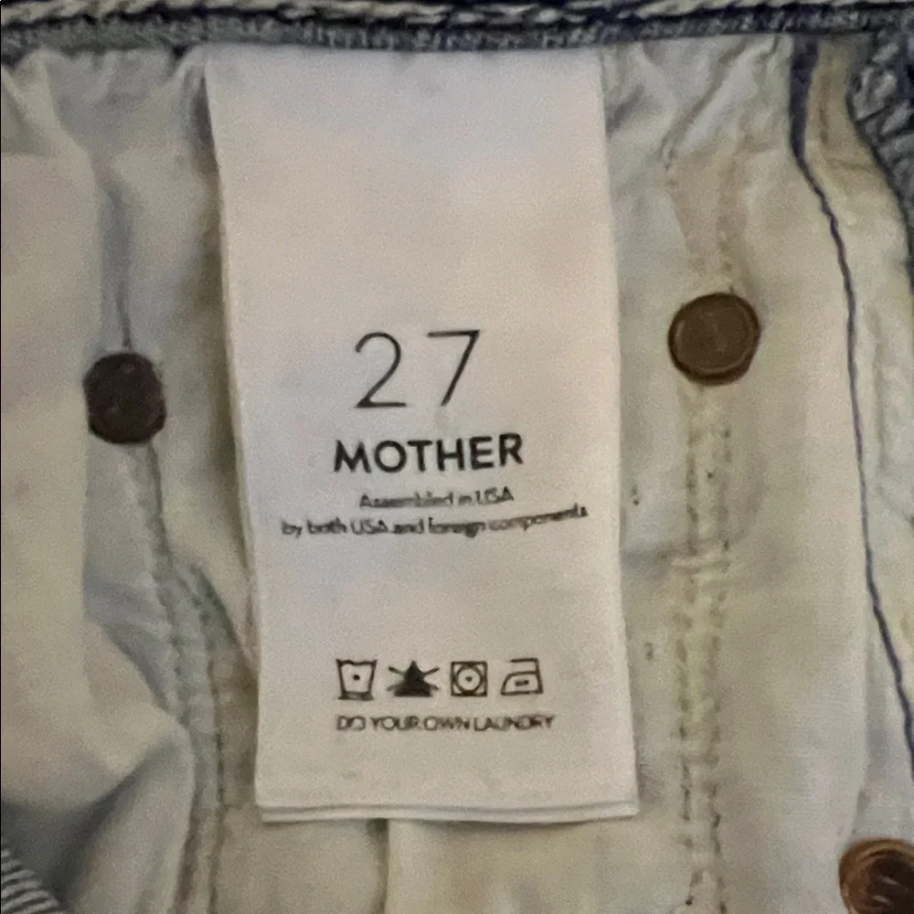 Upcycled Reworked MOTHER Superior 2 Tone Denim Barrels w Bronze Details sz 27 - Picture 17 of 17